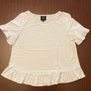 W5, large, white dot texture blouse.